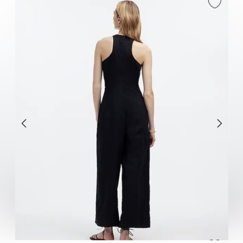 NWT Madewell Seamed Wide-Leg Sleeveless Linen Jumpsuit Black - 8 - Picture 7 of 12